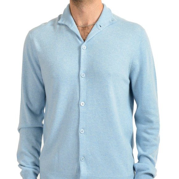 Malo Optimum Men's Ice Blue Wool Cashmere Cardigan Sweater